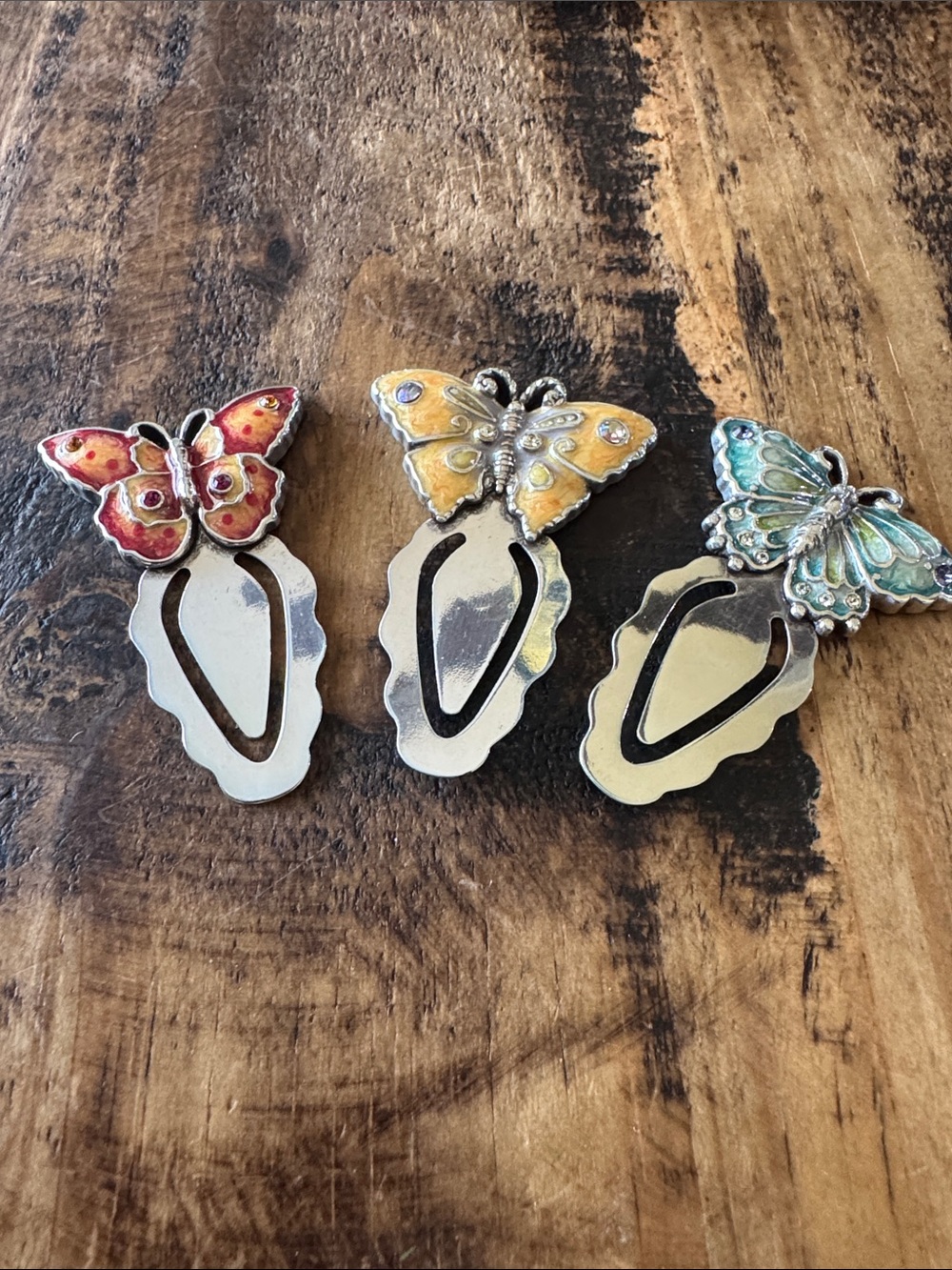 Butterfly Enamel Bookmark - Set of 3 (Red, Yellow, Teal)